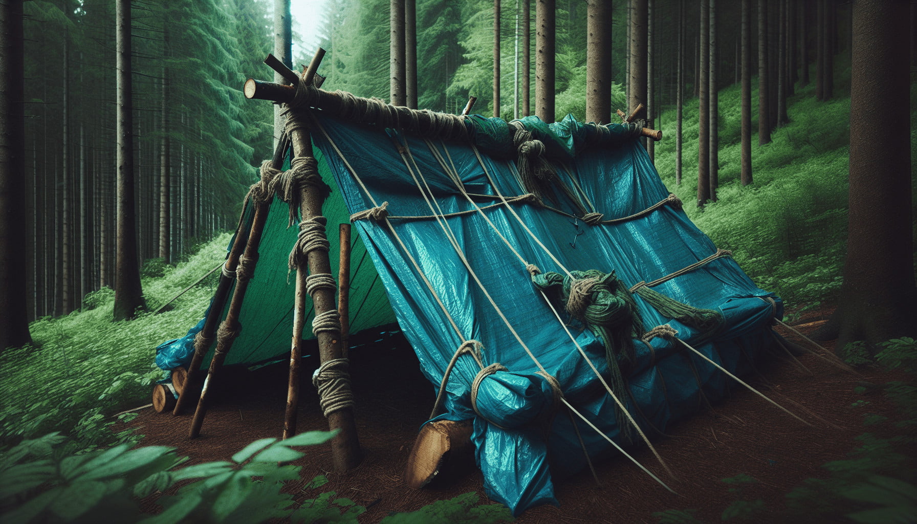 Building A Shelter Using Tarps And Ropes